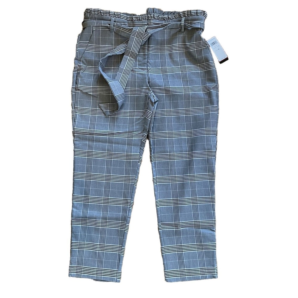NWT Love Scarlett Women's Black White Plaid Ankle Length Pants Size 16 Orig. $48